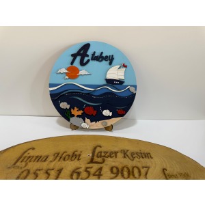 Dekoratif Lazer Kesim Ahşap İsimlik