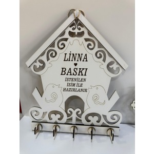 İsim Yazılabilir Dekoratif Ahşap Anahtarlık – Kapı Yanı Askılık